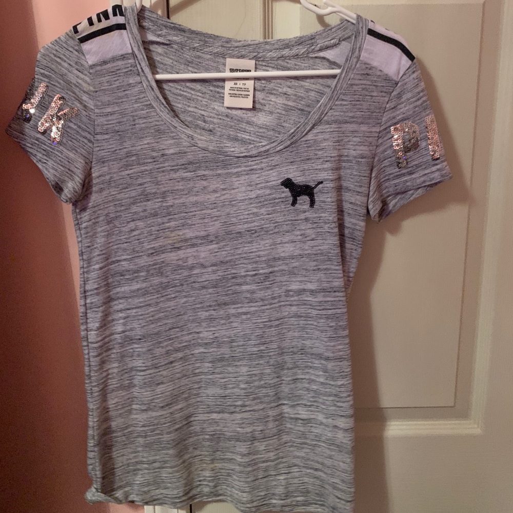 “pink” gray t-shirt glitter